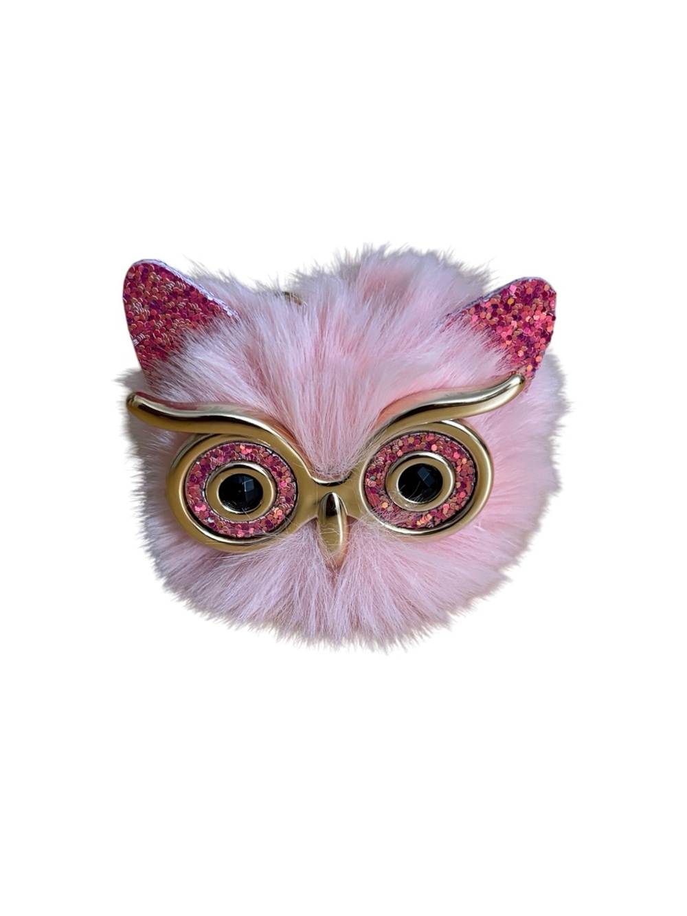NEW Pink Furry Owl Keychain Charm